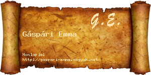 Gáspári Emma névjegykártya